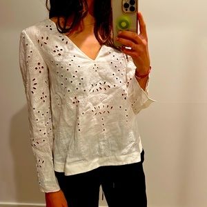 Theory white detail linen Blouse size s
